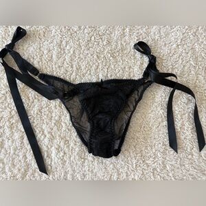 Agent Provocateur Black Lace Tie-Side Panties